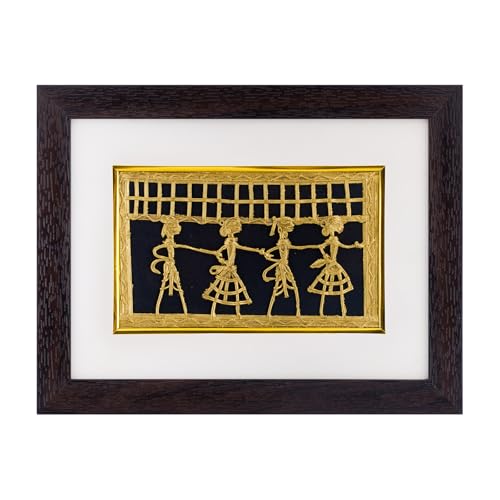 AAURAFUL Handcrafted Brass Dhokra Art Frame – Traditional Indian Folk Wall Décor for Home and Office Decoration(720gm) AAURAFUL Handcrafted Brass Dhokra Art Frame – Traditional Indian Folk Wall Décor for Home and Office Decoration(720gm)