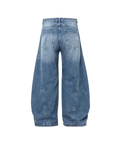 Unisex Baggy Wide Leg Jeans Vintage Distressed Patchwork Balloon Denim Pants Streetwear Retro Loose Fit Trousers2