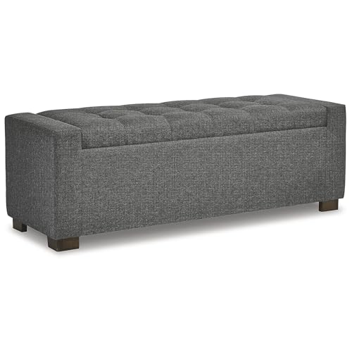 Signature Design by Ashley Cortwell Ottoman Tufted Entryway Storage Bench, Charcoal Gray