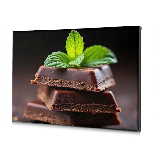 Tableau chocolat noir et menthe déco shabby chic 40x60 pour cuisine et salle de bain