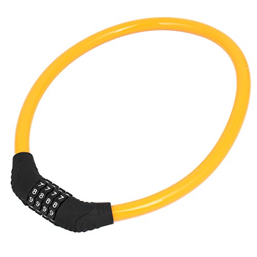 Aexit Motorbike Bicycle Bike Locks 4 Digits Flexible Coil Cable Combination Lock U-Locks Orange Black