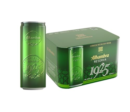 Alhambra Reserva 1925, Pack 12 Latas x 33cl, Cerveza Extra de Fermentación Lenta, 6.4% Alcohol