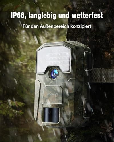 WOLFANG Wildkamera, 48MP 4K Jagdkamera mit 940nm kein Glühen Nachtsicht mit 2.4'TFT Display,...