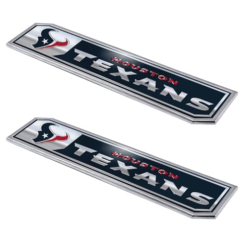 Fanmats NFL - Houston Texans 2 Piece Heavy Duty Alumnium Truck Emblem Set, 1.75" x 8" , Blue