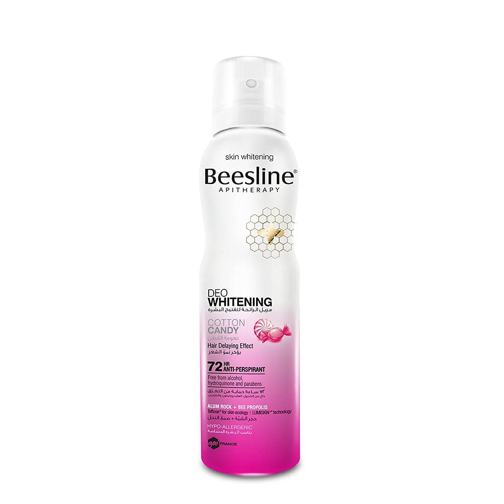 Beesline Whitening Cotton Candy Deodorant, 72 Hours Anti-Perspirant Free From Alcohol, Hydroquinone and Parabens, Alum Rock, Bee Propolis Teflose for Skin Ecology, 150ml