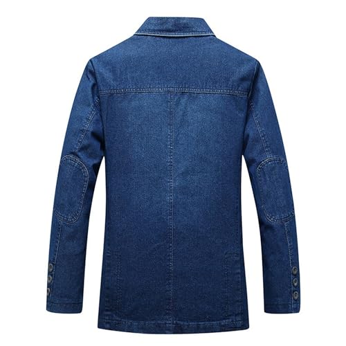 Mens Button Up Relaxed Fit Denim Suit Casual Dress Coat Colothes with Pockets Formal Office Lawyer Work Blazer (Dark Blue,3X-Large)3