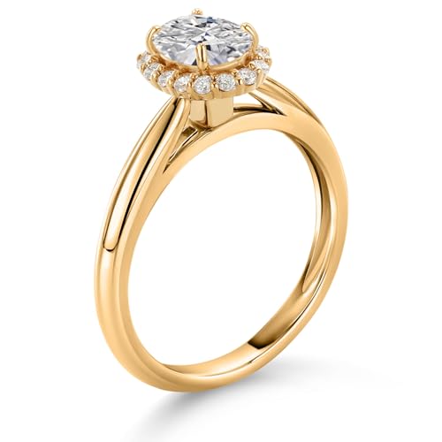 Gem Stone King 10K Yellow Gold Lab Grown Diamond Engagement Ring | 0.83 Cttw | Oval 7X5MM | DEF Color | VVS-VS Clarity | Wedding Engagement Anniversary Promise Gold Ring For Women3