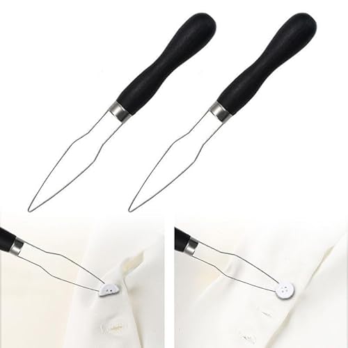 2 Pack Easy Button Hook - Button Assist Device Helper Tool - Stainless Steel Button Fastener Tool for Easy Button - One Hand Dressing Aids (2 Pack)