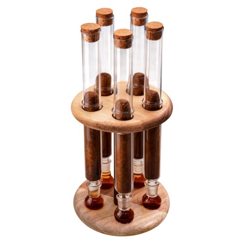 Glass Cigar Humidor Tube Set with Aromatherapy Design Cigar Accessories Fathers Day Gifts & Christmas Gift for Men Glass Cigar Tubes with Wooden Plug & Ball Base (for Ring Gauge 34-50)