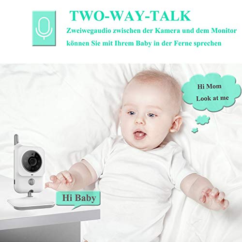 Babyphone mit Kamera Video Baby Monitor 3.2 Zoll Babyfon mit Talk Back und Temperaturüberwachung,Nachtsichtkamera,Schlaflieder,Nachtsicht, Intercom-Funktion VOX - 3