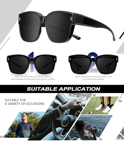 Image of KALIYADI Fit-Over-Glasses Polarized Sunglasses-for-Men Wrap-Around-Sunglasses: Mens Polarized Sunglasses UV400 Protection