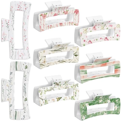 8 Pcs Watercolor Claw Clips Bulk for Women 5'' Floral