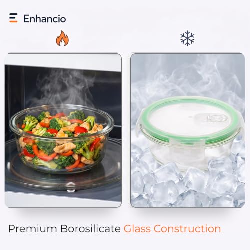 Image of Borosilicate Glass Containers with Air-Vent Lids, Round | 400 ml, Set of 3 | Airtight & Leakproof | Microwave, Freezer & Dishwasher Safe for Kitchen, Fridge and Lunch