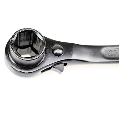 DYWISHKEY 19/22mm Scaffold Podger Ratchet Spanner Site Ratcheting Socket Wrench (Black)