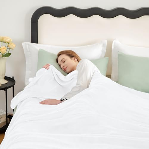 WAVVE Kuscheldecke Flauschig Decke Weiß - Wolldecke Fleecedecke Sofadecke 150x200cm Weiss, Warm Wohndecke Couchdecke, Weich Sofaüberwurf XL