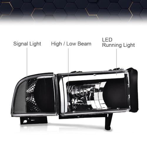 image for PIT66 LED Headlights Left & Right Side Compatible with 1994-2002 Dodge