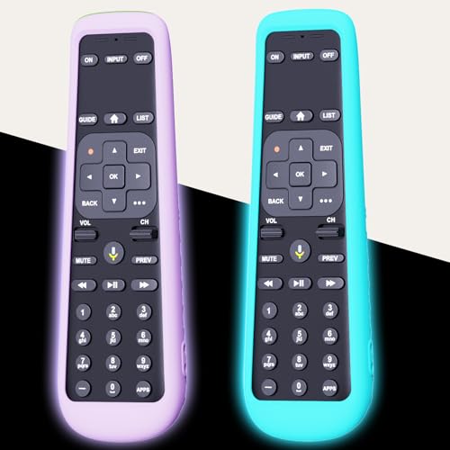 2Pack Case Cover for AT&T TV Now DirecTV Receiver Remote Voice Control C71KW, Battery Cover Silicone Skin Sleeve Glow in The Dark Purple and Blue
