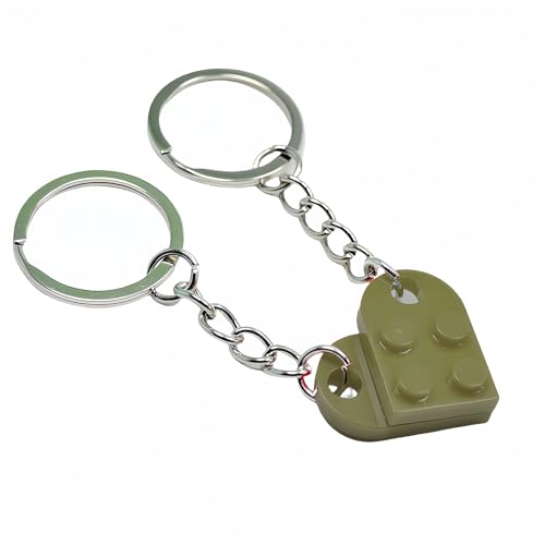 Image of Heart Keychains Matching Brick Keychain for Couples Keychain Heart Building Block Keychain for Boyfriend Girlfriend