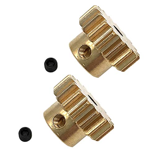 LIUYUNE, 2pcs Brass Motor Gears 17T Golden Pinion Cogs for WLtoys 12428 12423 12628 and 3.175mm Diameter Shaft RC Car Crawler Truck Buggy