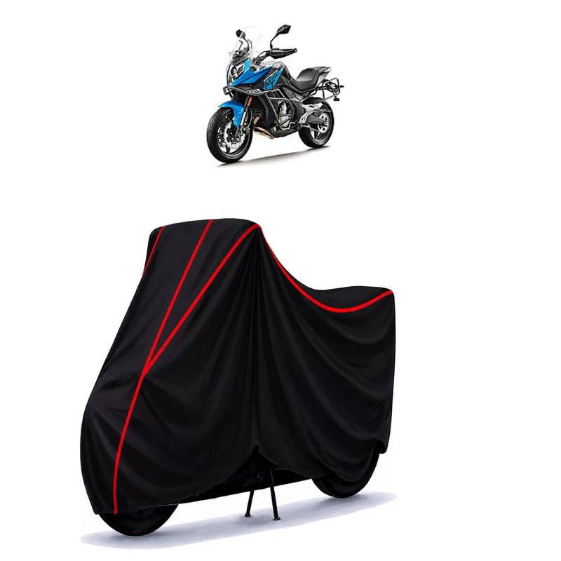 Image of CFMoto 650 MT Water Resistant Bike Cover for All Motorcycles & Rain | Heavy Duty Taffeta Fabric | UV Protection, Dustproof, Scratchproof | All Weather Two Wheeler Body Cover with Elastic Bottom