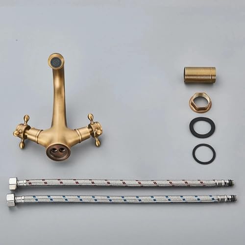 Robinet de lavabo en laiton antique chic et mitigeur rétro - 6
