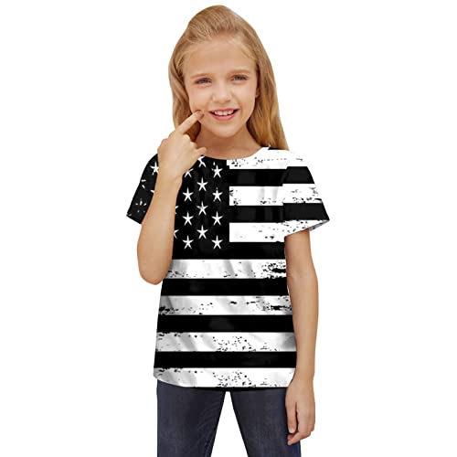 Cat and Jacket Kid Toddler Shirts 4 of July 3D Graphic Printed Tees Boys Girls Novelty Fashion Dress Girls Size 72