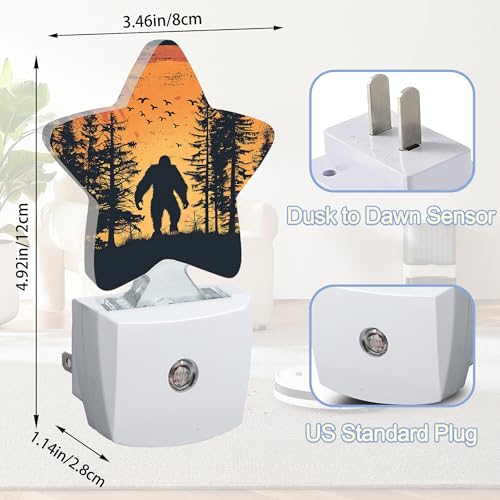 Image of Big Foot Forest Night Light,Sunset Landscape Plug-in Star Night Lights with Dusk-to-Dawn Sensor for Bedroom,Bathroom,Living Room Sleep Friendly Lamp for Women Girls Boys Gift,0.5W