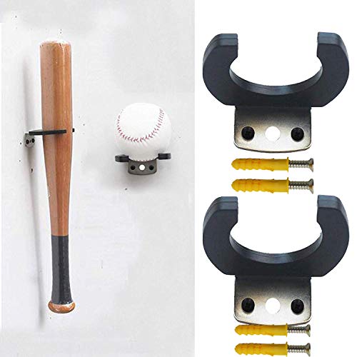 Pmsanzay Juego de 2 Soportes de Pared para Bates de béisbol y balones de béisbol para Montar en la Pared, de plástico, Goma Protectora, fácil instalación (sin Bate de béisbol y Bola) Cover