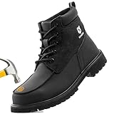 SUADEX Steel Toe Boots for Men Women Indestructible Steel Toe Work Safety Boots Waterproof Heat Resistant Composite Protection Construction Boots,1 Black,12.5 Women/11 Men