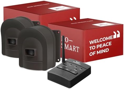 1/2 Mile Hosmart Driveway Alarm Wireless Sensor System & Driveway Sensor Alert System Weatherproof Security Outdoor Motion Sensor & Detector(1 Receiver & 2 Sensors)