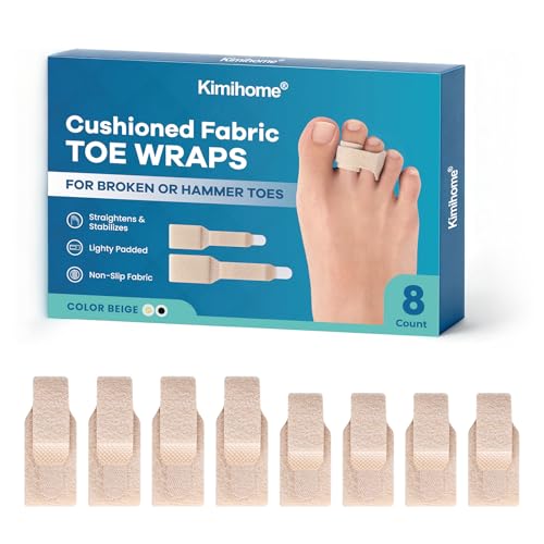 Separatore dita piede a martello per unisex - 8 Pcs Raddrizzatore per dita - Fasce riutilizzabili in tessuto per dita rotte - Stecche per dita piegate, arricciate, storte, ad artiglio(4L+4S, beige)