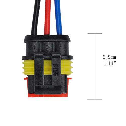 MUYI 5 Kit 3 Pin Way 18 AWG Waterproof Connector Wire 1.5mm Series Terminal Connector Plug Black