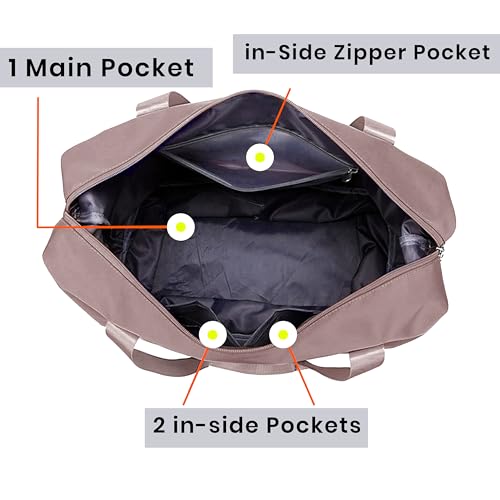 Image of Storite Nylon Imported Foldable Travel Duffle Bag for Women, Expandable Lightweight Waterproof Carry Weekender Overnight Luggage Bag (Style1, Peach Pink)