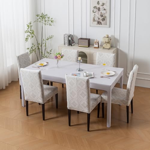Image of House of Quirk Elastic Chair Cover Stretch Removable Washable Short Dining Chair Cover Protector Seat Slipcover (Pack of 2, Desert Ikat)