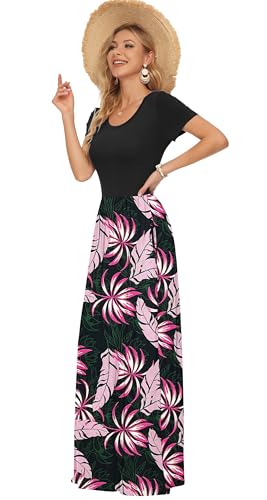 Image of AUSELILY Women's Classic Short Sleeve Loose Plain Casual Long Maxi Dresses for Women 2026