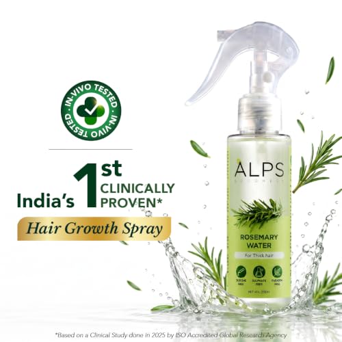 Image of Alps Goodness Rosemary Water Hair Spray Pack of 2 | Clinically Proven (In Vivo Tested) to Reduce Hair Fall & Promote Regrowth | 100% Natural Rosemary Extract | Leave-On Scalp & Spray For Men & Women | 250ml x 2