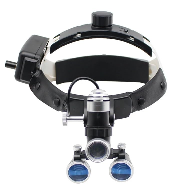 Helmet Dental Loupes with Light High Brightness Medical Headlight Binocular Surgical Magnifier Spot Size Adjustable 2 Batteries (3.5X)