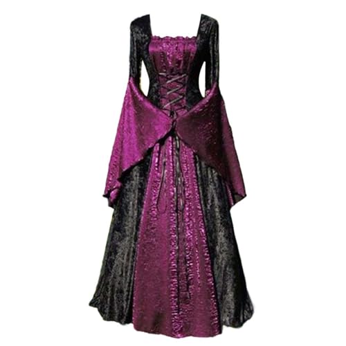 Robe longue vintage style médiéval avec manches évasées traditionnelles