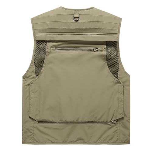 Saukiee Mens Vest Lightweight Vest Men Fishing Travel Work Pesca Safari Combat Hunting Cargo Vest Jacket with Pockets M2