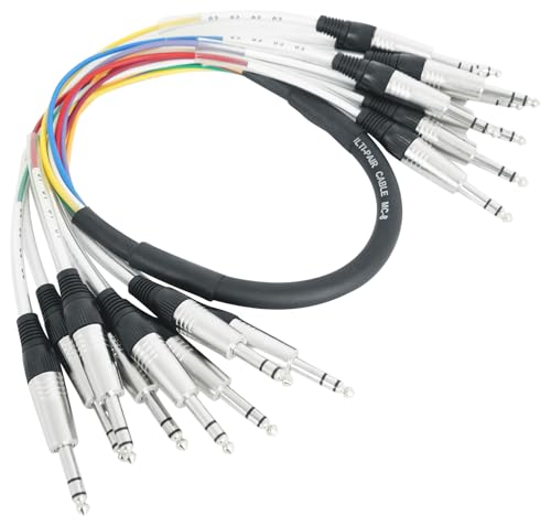 Rockville SQ803 8 Channel 3 Foot 1/4" TRS Snake Cable, Male to Male