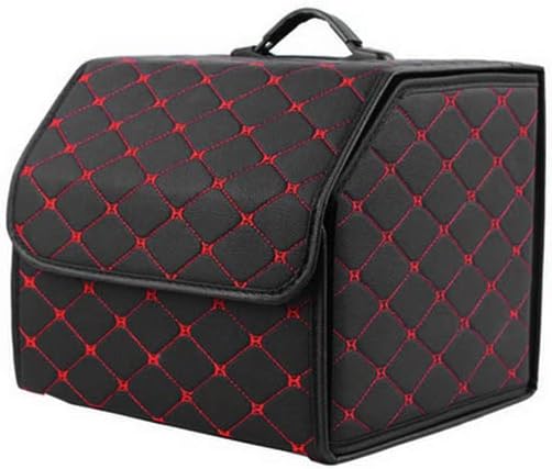 Car Trunk Organizer, Foldable Leather Car Storage Box with Handles, Portable Storage Container for SUV Vans Trunk, Carrier Caddy for Camping Picnic Home Garage (S,13")
