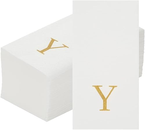 Miniatura 460 de Luxenap - Toallas de invitados de 15.8 x 7.9 pulgadas, 50 toallas de mano con letras plateadas, letra "P", fuente Sans Serif, servilletas de papel