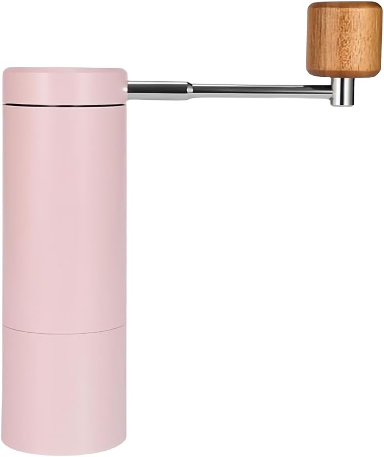 Hand cranked coffee grinder aluminum alloy body coffee grinder steel core hand cranked coffee grinder five-star hand brewed coffee grinder (pink)