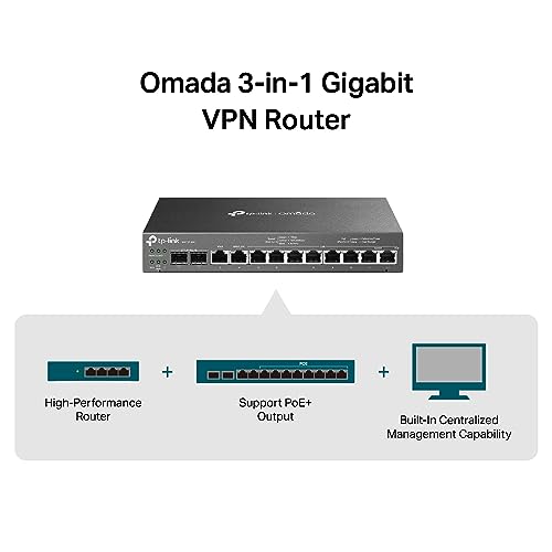 Image of TP-Link ER7212PC | Omada Router, PoE Switch & Controller 3-in-1 Gigabit VPN Router | Up to 4 WAN | 8 PoE+ LAN Port @ 110W | Fanless | Easy Installation | Load Balance | Limited Lifetime Protection