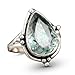Aquamarine 925 Sterling Silver Ring for Women - Boho Natural Genuine Blue Stone Statement Handmade Ring (Size 8)