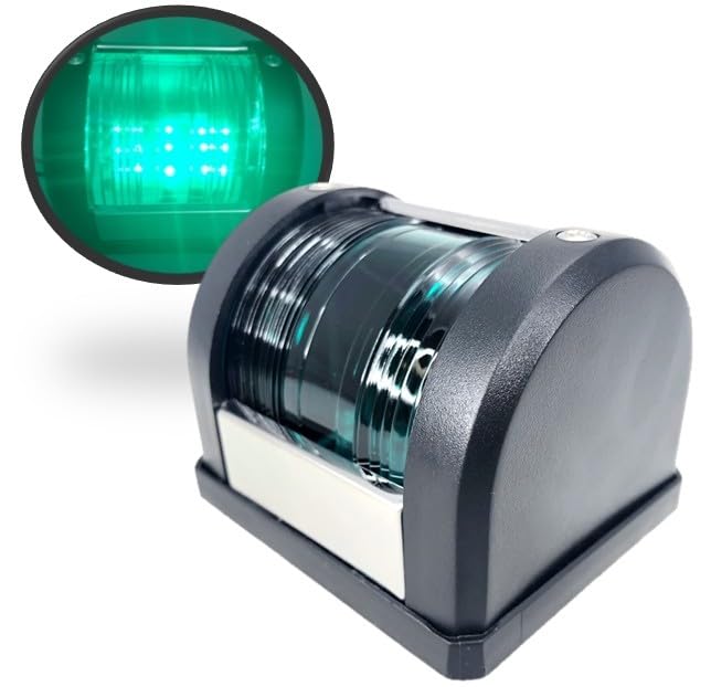 MARINE BOAT GREEN STARBOARD SIDE LED NAVIGATION LIGHT WATERPROOF BOATS UP TO 12M