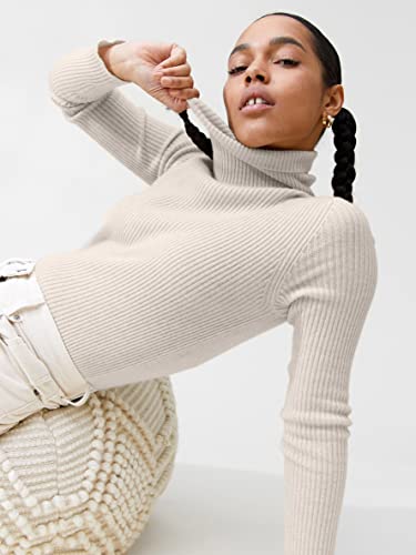 State Cashmere Women’s Ribbed Turtleneck Sweater 100% Pure Cashmere Classic Long Sleeve Pullover3