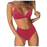 YJING Damen Bikini Hoher Taille Bikini GroßE GrößEn Bikini Oberteil GroßE Cups Bandeau Bikini Damen Bandeau Bikini Oberteil Bikini Gold Balconette Bikini Damen 516 Rot M