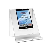 OSCO Clear Acrylic Tablet & Phone Stand, iPad Holder, Book Display, Document Mount, Desk Organiser for Home Office, 18 x 16 x 14 cm