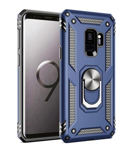 SORAKA Case for Samsung Galaxy S9 with 360 Degree Rotation Ring Holder Soft TPU Slim Fit Case Samsung Galaxy S9 Case with Metal Plate for Magnetic Car Phone Holder Blue